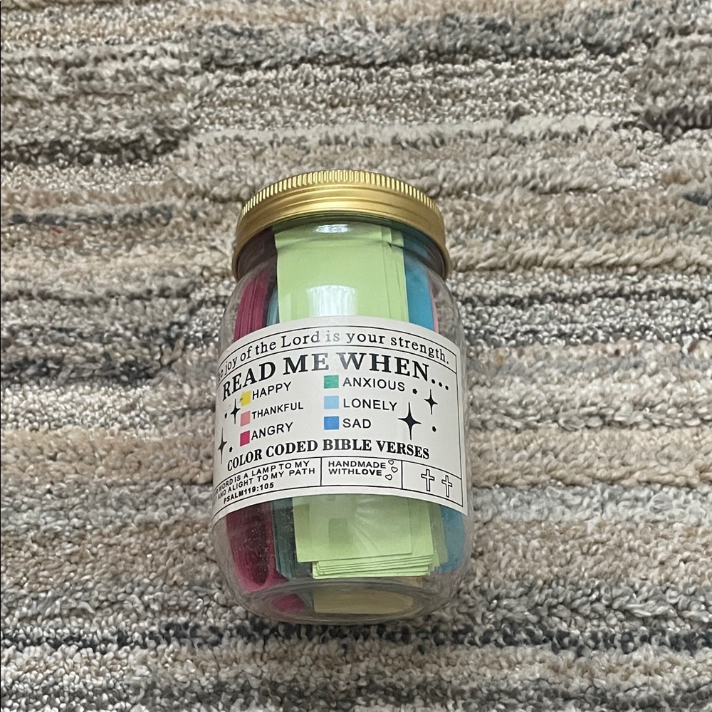 Inspirational Bible Verses Jar with Gold Lid